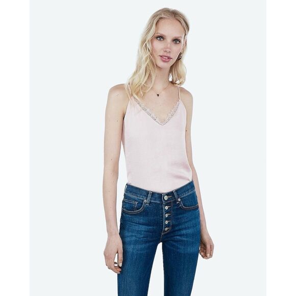 Express Downtown Cami with Lace Trim in Pale Pink - Picture 9 of 10